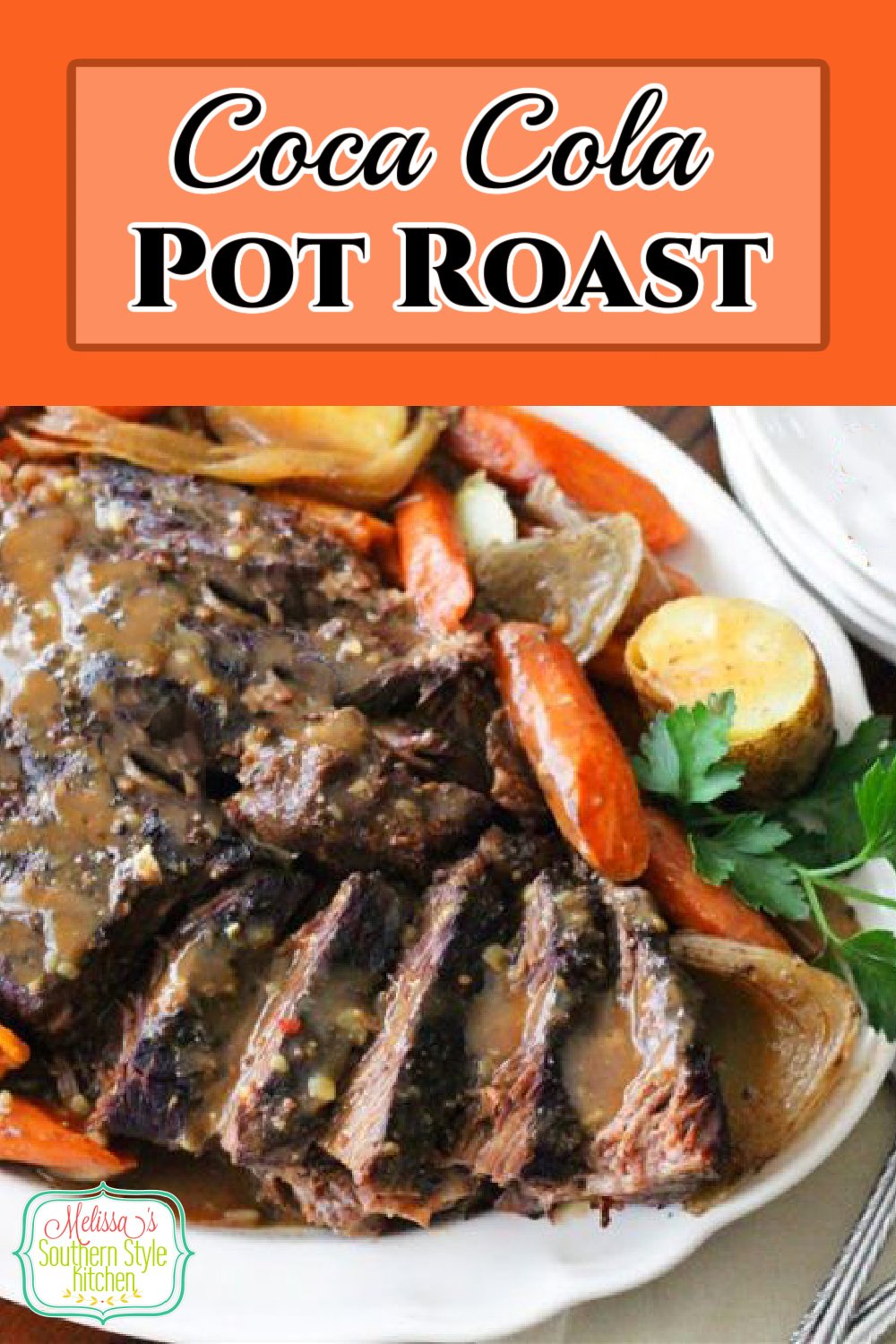 This tender and succulent Coca-Cola Pot Roast is slow simmered in a rich au jus made with select seasonings and coca cola #slowcookedpotroast #slowcookerroast #cocacolaroast #easyroastrecipes #cocacola #aujus #roastrecipes