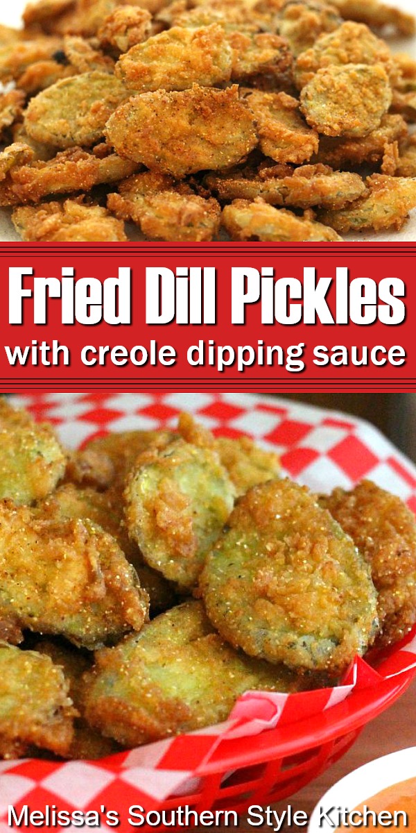 Make your own crispy golden Fried Pickles with a Creole sauce for dipping at home #dillpickles #friedpickles #frieddillpickles #dillpicklerecipes #appetizers #gamedayrecipes #southernfood #southernrecipes #pickles #snacking #gamedayfood