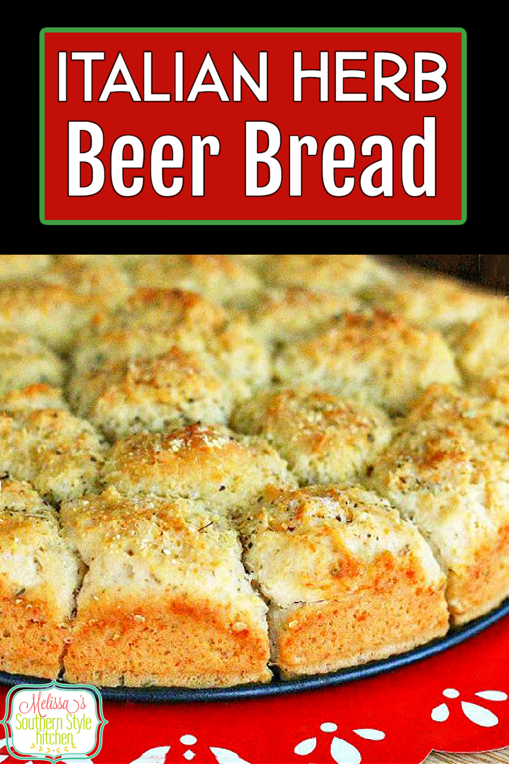 No yeast needed to make this pull apart Italian Herb Beer Bread #beerbread #pullapartbread #breadrecipes #beer #bread #Italianbreadrecipes #quickbreads #southernfood #southernrecipes via @melissasssk