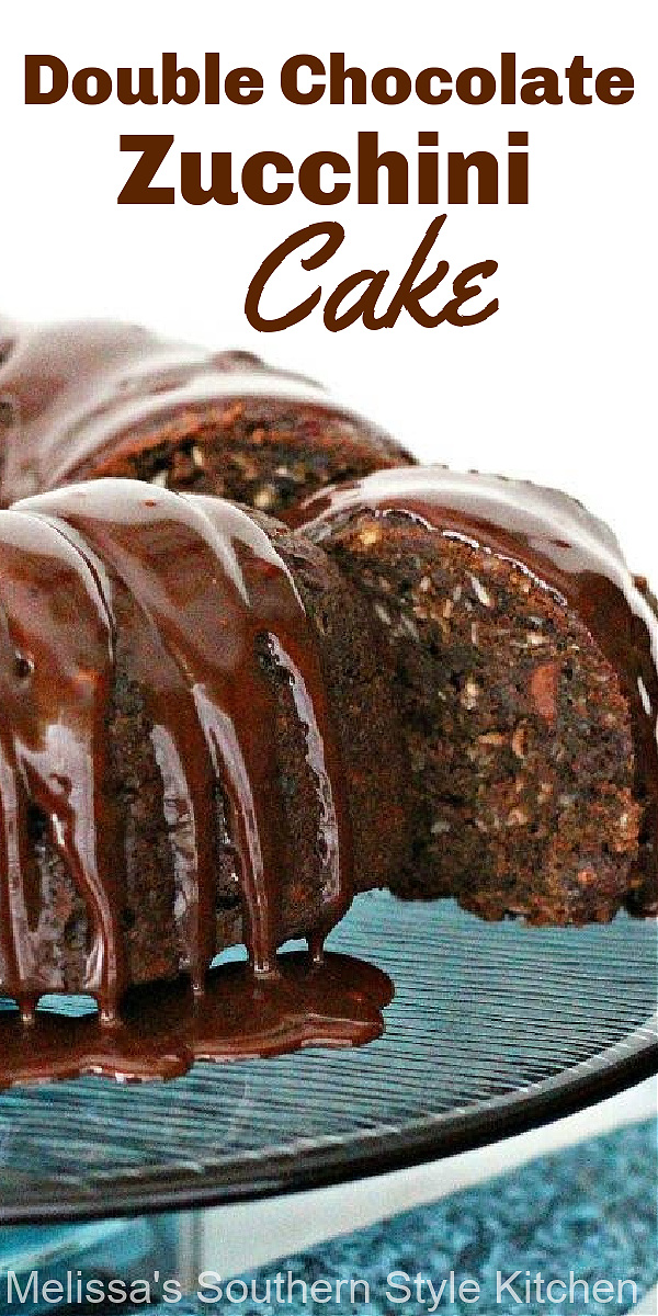 This rich and fudgy Double Chocolate Zucchini Cake will have the family eating their vegetables for dessert #doublechocolatecake #chocolatecake #zucchinicake #zucchinirecipes #chocolate #chocolatedesserts #desserts #dessertfoodrecipes #southernfood #southernrecipes