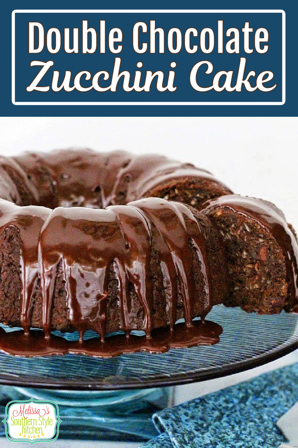This rich and fudgy Double Chocolate Zucchini Cake will have the family eating their vegetables for dessert #doublechocolatecake #chocolatecake #zucchinicake #zucchinirecipes #chocolate #chocolatedesserts #desserts #dessertfoodrecipes #southernfood #southernrecipes via @melissasssk