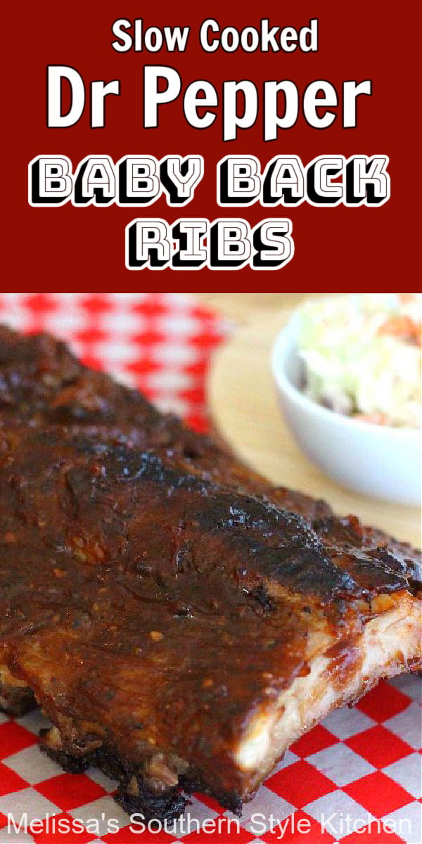 Cook these tender Slow Cooked Dr Pepper Barbecue Baby Back Ribs low and slow until their fall apart tender #barbecue #barbecueribs #crockpotribs #slowcookedribs #drpepper #drpepperribs #slowcookerribs #porkribsrecipes