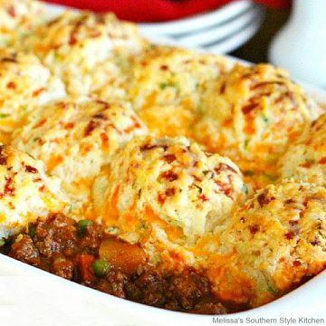 recipe for Beef Pot Pie with Cheddar Onion Biscuits