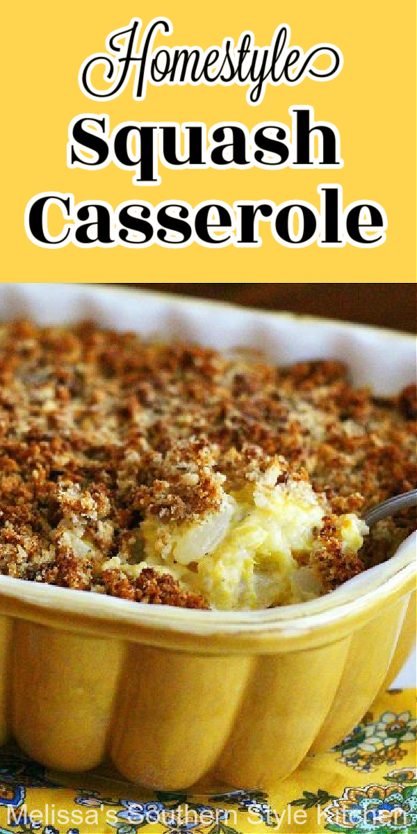 This Homestyle Squash Casserole is the ideal side for any occasion #squash #squashcasserole #summersquash #yellowsquash #casseroles #vegetarian #sidedishrecipes #dinnerideas #dinner #southernfood #southernrecipes #thanksgivingrecipes #fallbaking