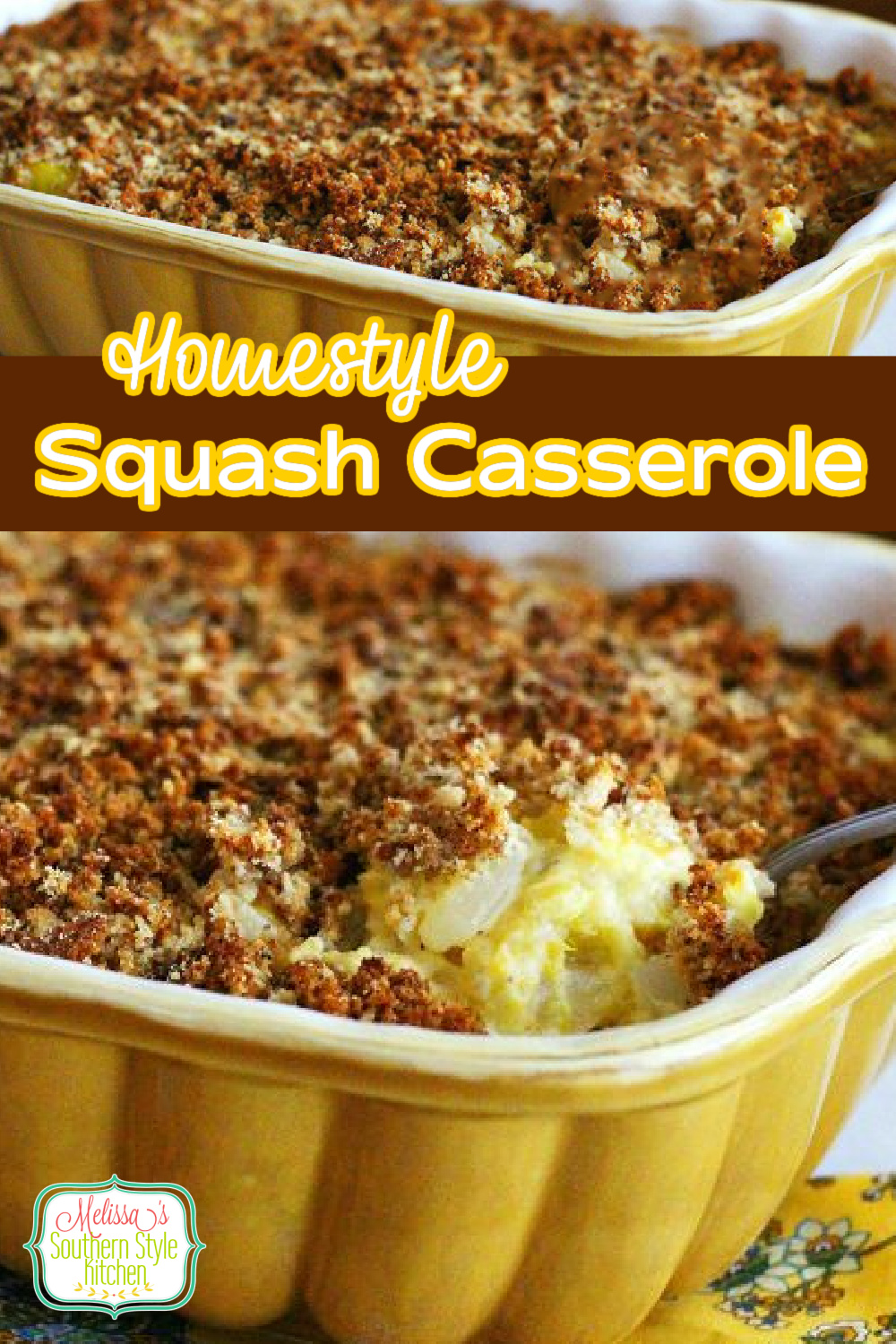 This Homestyle Squash Casserole is the ideal side for any occasion #squash #squashcasserole #summersquash #yellowsquash #casseroles #vegetarian #sidedishrecipes #dinnerideas #dinner #southernfood #southernrecipes #thanksgivingrecipes #fallbaking