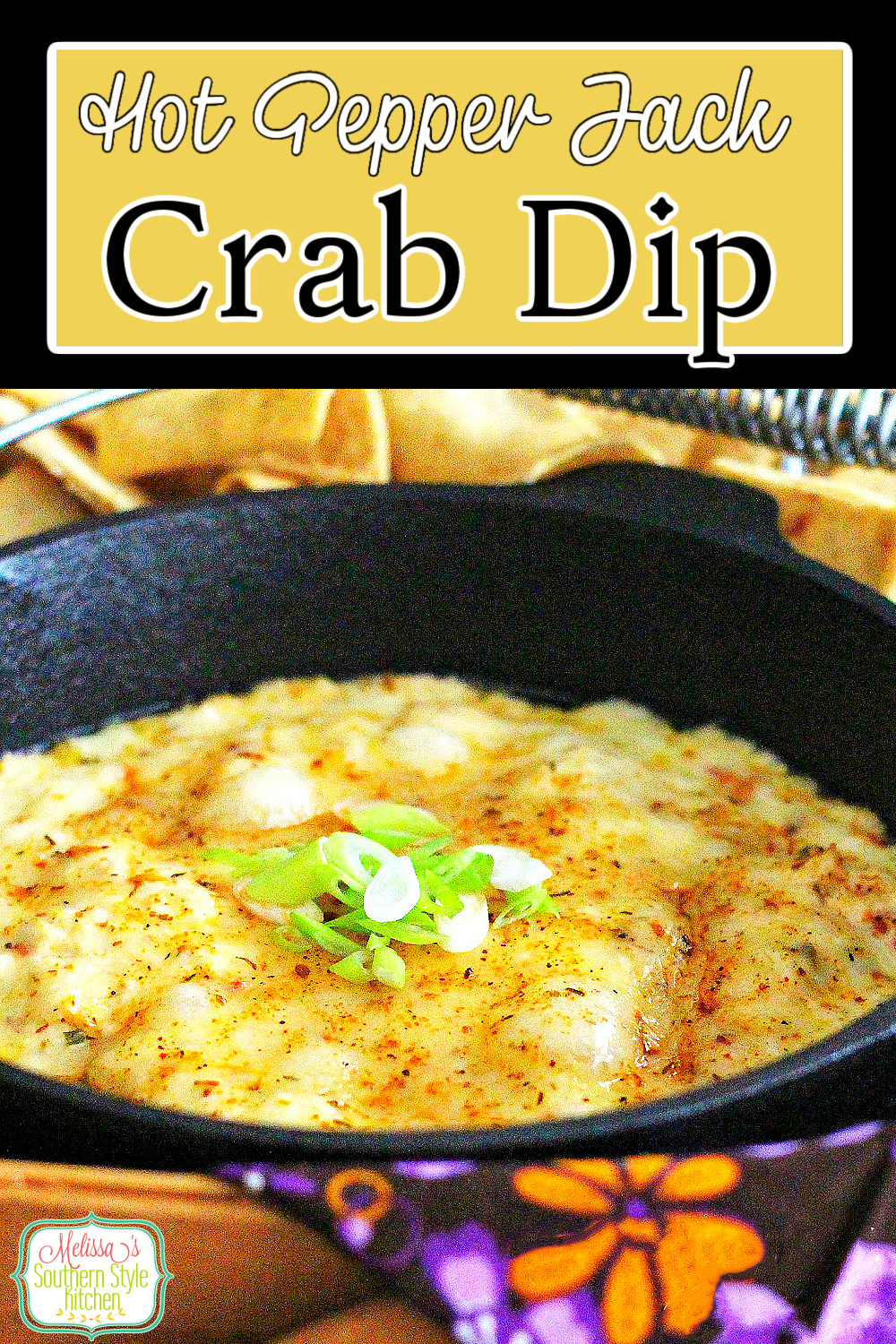 This Hot Pepper Jack Crab Dip is ready to go with pita chips, crackers or crostini for dipping #crabdip #hotcrabdip #bakedcrabdip #pepperjackcheese #appetizers #partyfood #footballfood #holidayrecipes #seafooddip #seafood #jumbolumpcrab #tailgating #southernfood #southernrecipes via @melissasssk