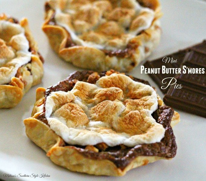 Mini Peanut Butter S'mores Pies on a platter