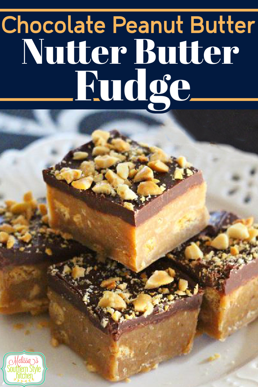 No candy thermometer is required to make this Chocolate Peanut Butter Nutter Butter Fudge #peanutbutterfudge #fudgerecipes #sweet #desserts #dessertfoodrecipes #peanutbutter #peanuts #southernrecipes #southernfood #melissassouthernstylekitchen via @melissasssk