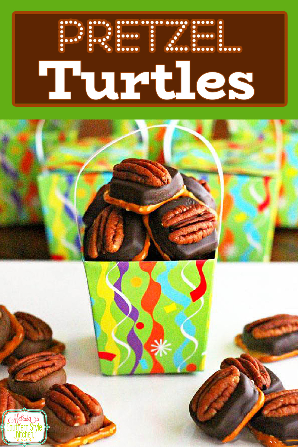 These fun Pretzel Turtles are guaranteed to satisfy your sweet and salty cravings! #pretzelturtles #turtles #caramel #chocolate #pretzels #holidaysweets #holidaybaking #candy #ROLO #desserts #christmascandy #holidayrecipes #christmas #southerrecipes #southernfood #desserts #dessertfoodrecipes via @melissasssk