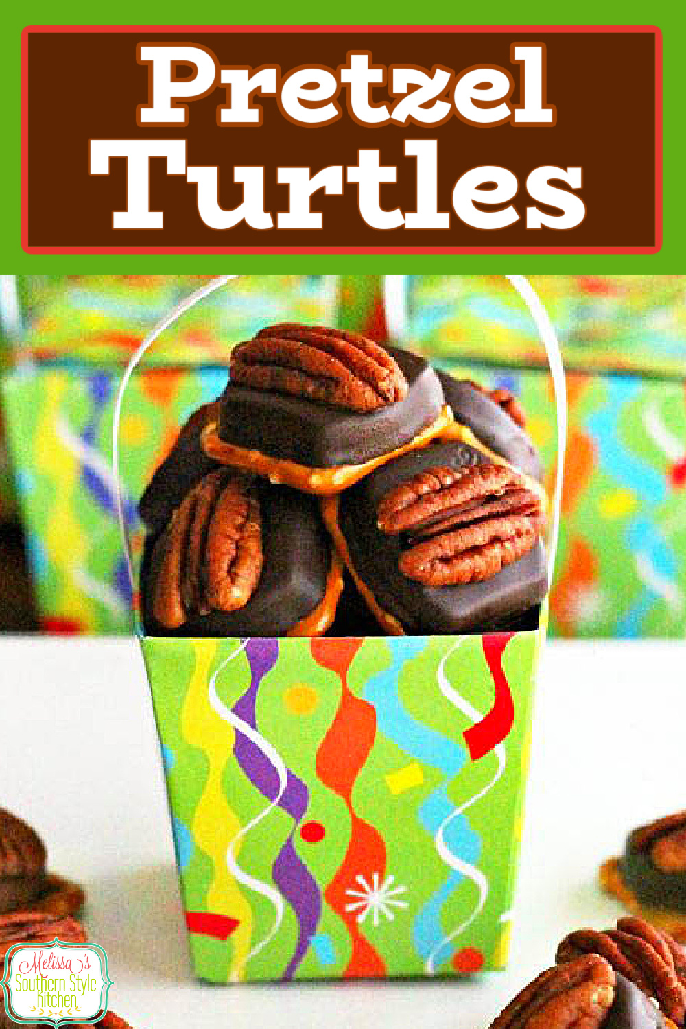 These fun Pretzel Turtles are guaranteed to satisfy your sweet and salty cravings! #pretzelturtles #turtles #caramel #chocolate #pretzels #holidaysweets #holidaybaking #candy #ROLO #desserts #christmascandy #holidayrecipes #christmas #southerrecipes #southernfood #desserts #dessertfoodrecipes via @melissasssk