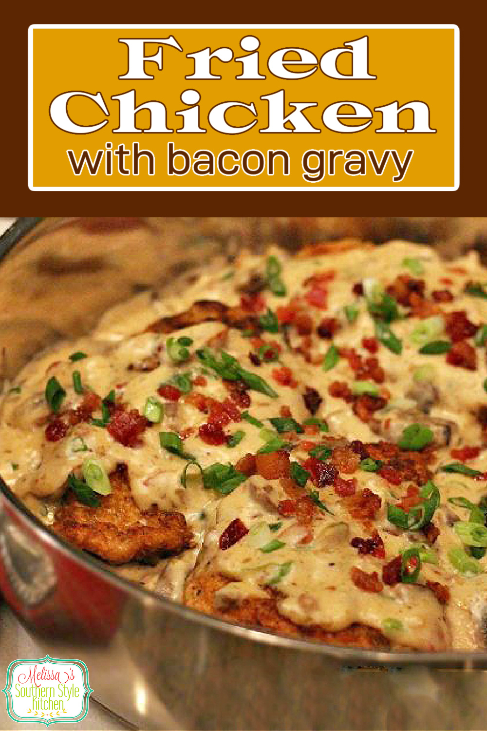 You can have this comforting Skillet Fried Chicken with Bacon Gravy on the table in no time flat #friedchicken #chickenandgravy #bacongravy #chickenrecipes #easychickenbreastrecipes #dinner #dinnerideas #southernfood #southernrecipes via @melissasssk
