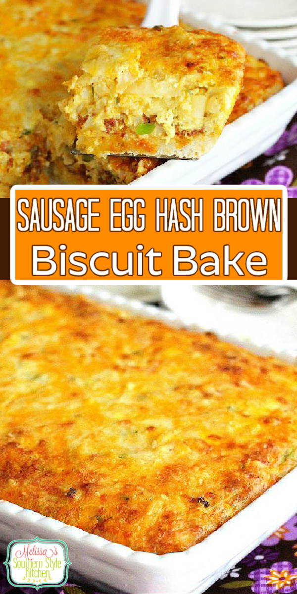 This hearty brunch dish features everything we love about breakfast in every bite #biscuitbake #sausageandeggs #breakfastbake #brunchcasseroles #sausage #eggs #southernbiscuits #southernfood #southernrecipes #biscuits #holidaybrunch #breakfastcasseroles #brunchrecipes #hashbrowncasserole #hashbrowns via @melissasssk