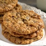 Loaded Oatmeal Chocolate Chip Cookies with milk