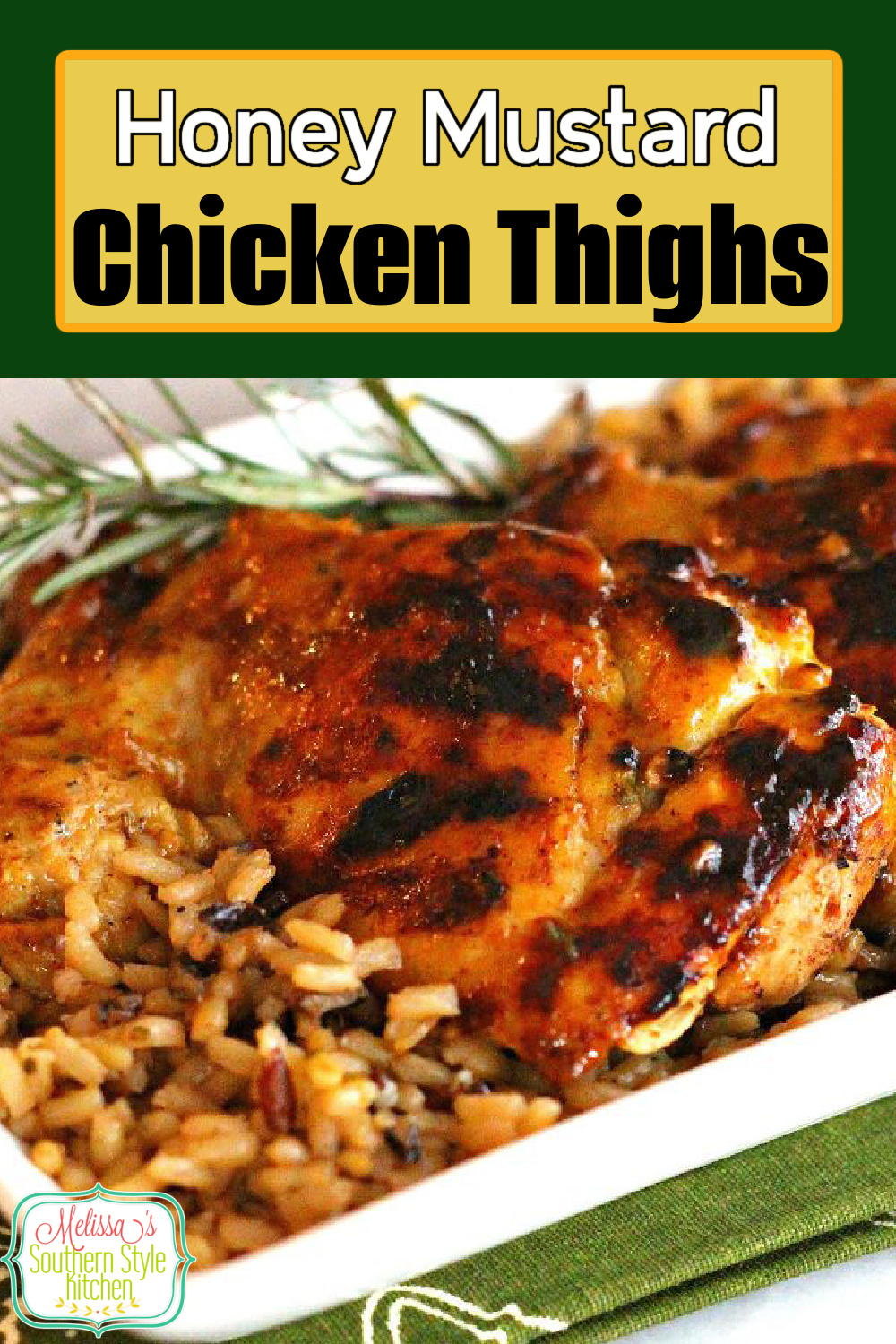 30 minute entrees like these&nbsp;Honey Mustard Glazed Chicken Thighs make a delicious weekday meal #honeymustardchicken #chickenthighs #chickenrecipes #chickenthighsrecipe #grilledchicken #easychickenthighs via @melissasssk