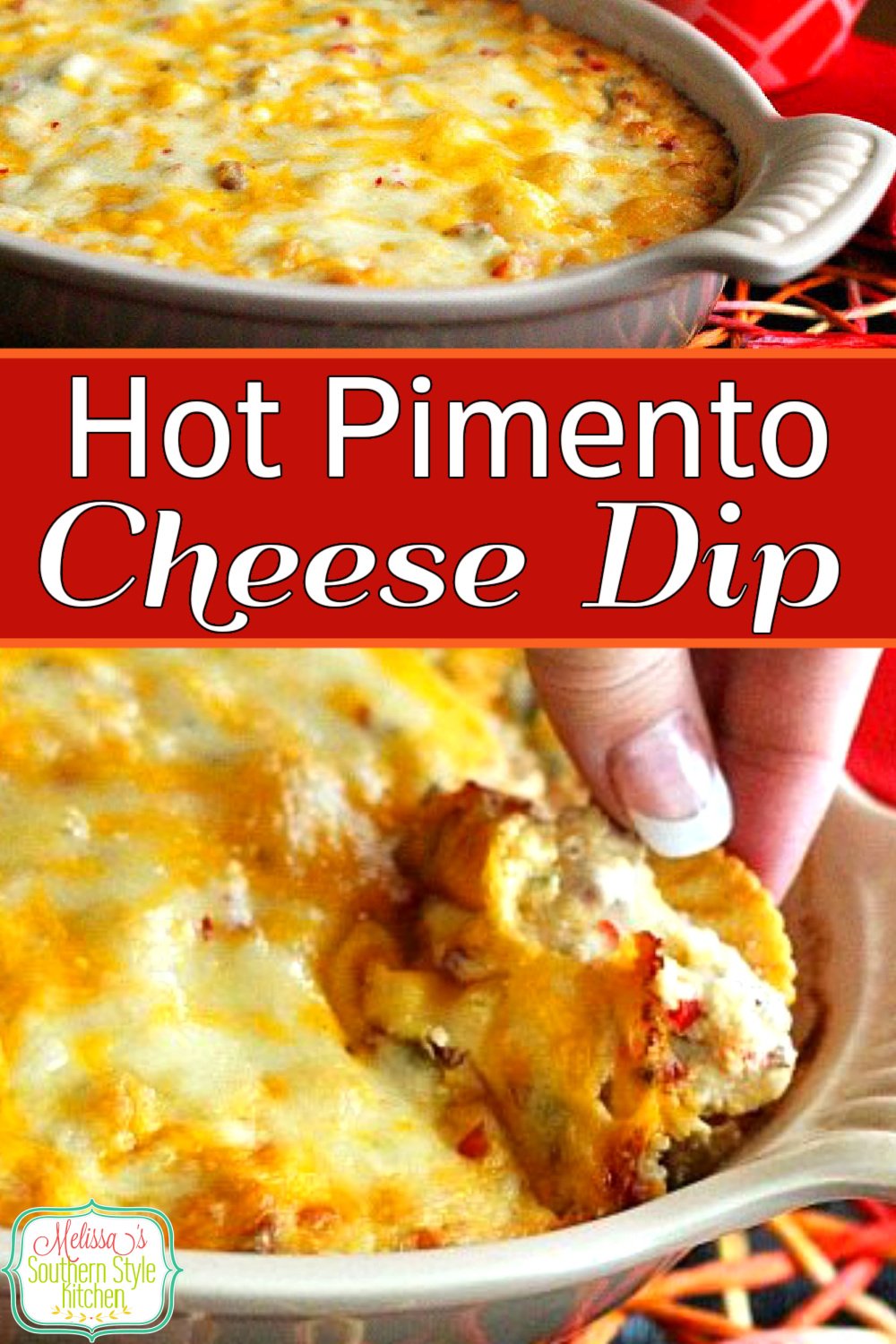 Fully Loaded Hot Pimento Cheese Dip takes a Southern classic to another level. Serve with crackers or corn chips for dipping. #pimentocheesedip #pimientocheese #southernpimentocheese #cheese #diprecipes #appetizers #dips #southernfood #southernrecipes #snacks via @melissasssk