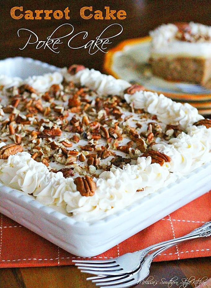 Carrot Cake Poke Cake In Baking Dish