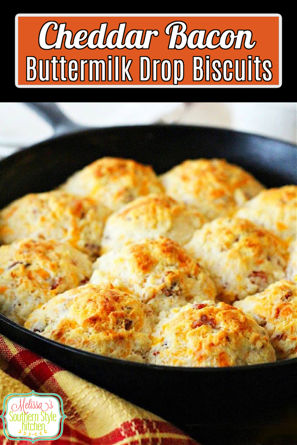 No rolling and cutting required to make these cheesy bacon biscuits #cheddarbaconbiscuits #dropbiscuits #buttermilkbiscuits #biscuitrecipes #bacon #southernbiscuits #southernfood #southernrecipes