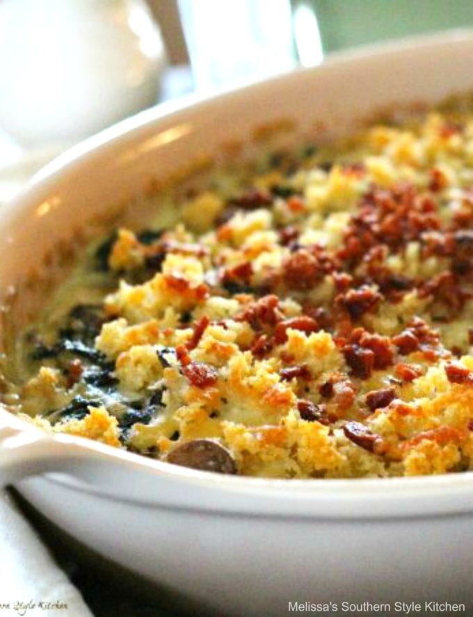 Creamed Spinach Gratin With Bacon And Mushrooms