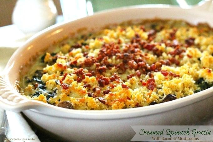 baked spinach in a dish