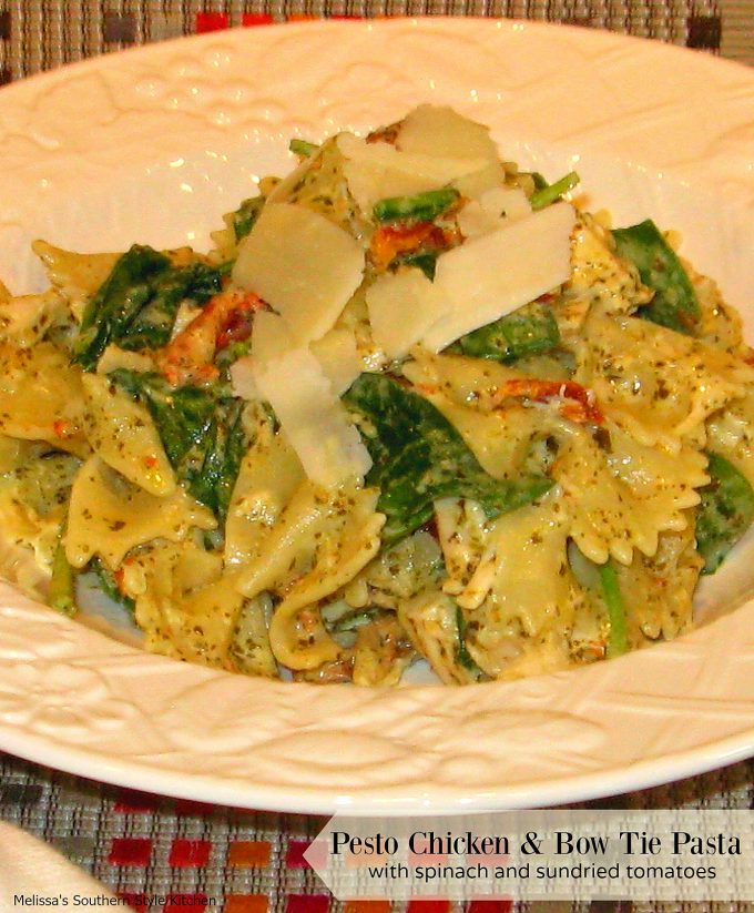Pesto Chicken Bow Tie Pasta With Spinach And Sundried Tomatoes