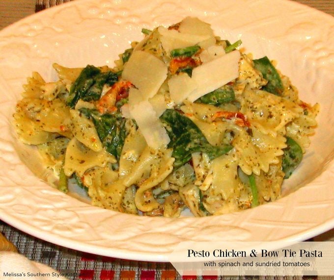 Pesto Chicken Bow Tie Pasta With Spinach And Sundried Tomatoes