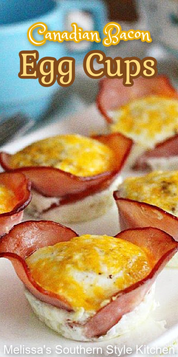 These delicious Canadian Bacon Egg Cups are simple to assemble and make a tasty start to your day #eggs #eggmuffins #eggcups #canadianbacon #bacon #brunch #breakfast #holidaybrunch #lowcarb #keto #ketoeggs #ham #muffintinmeals #southernrecipes #southernfood #melissassouthernstylekitchen