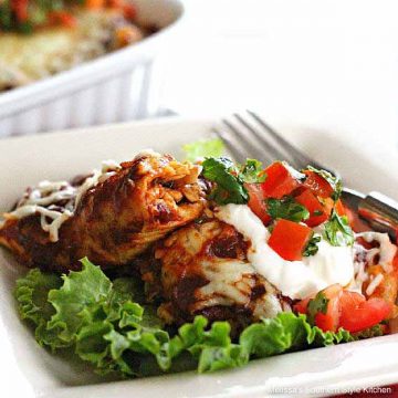 Smothered Barbecue Chicken Enchiladas