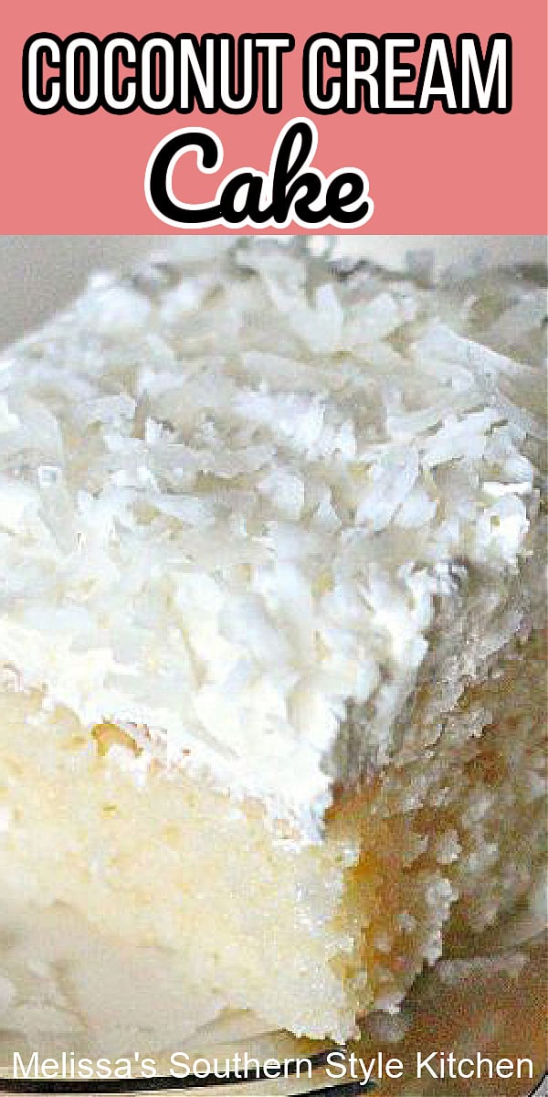 If you like coconut cream pie you'll love this heavenly Coconut Cream Cake #coconutcreamcake #coconutcream #cakes #cakerecipes #coconutsheetcake #sheetscakes #southerncakes #southernrecipes #easterdesserts #eastercakes