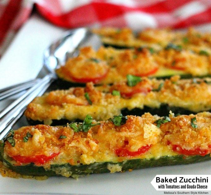 Baked Zucchini With Tomatoes and Gouda Cheese