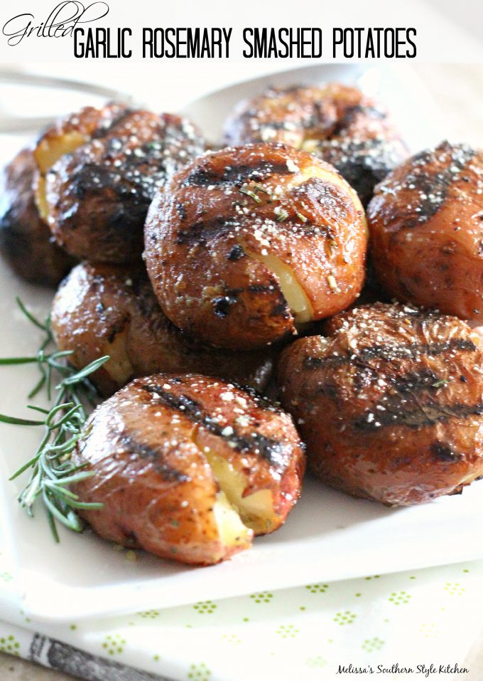 Grilled Garlic Rosemary Smashed Potatoes