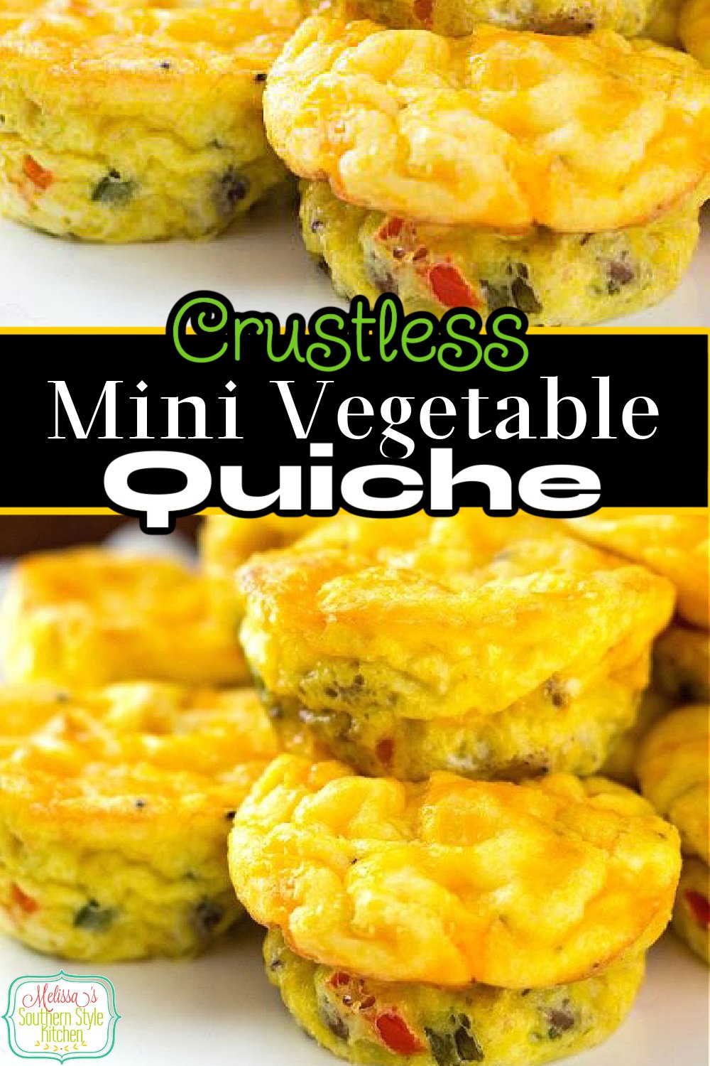 Make Crustless Mini Vegetable Quiche in a muffin pan and you can personalize each one to your taste #muffineggs #quicherecipes #muffinpanrecipes #eggmuffins #eggs #muffinrecipes #lowcarb #ketorecipes #vegetablequiche via @melissasssk