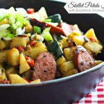 Skillet Potato Hash with Zucchini And Smoke Sausages