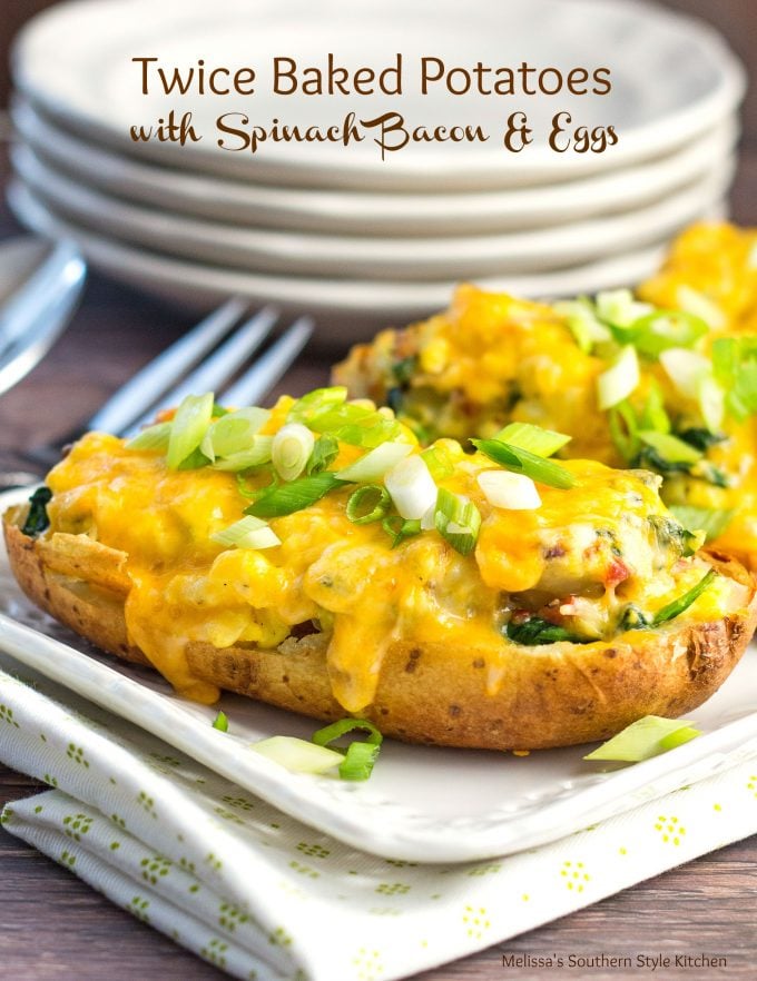 Twice Baked Potatoes With Spinach Bacon And Eggs