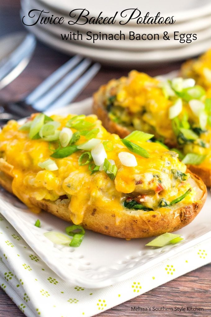 Twice Baked Potatoes With Spinach Bacon And Eggs