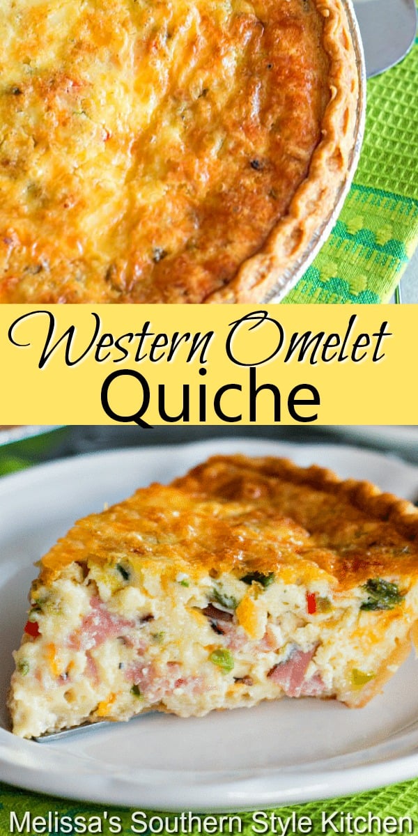 This Western Omelet Quiche can be served for breakfast, brunch, lunch or dinner #westernomeletquiche #westernomelet #quicherecipes #bestquicherecipes #omelets #eggs #holidaybrunch #holidays #dinner #dinnerideas #leftoverhamrecipes #southernfood #southernrecipes