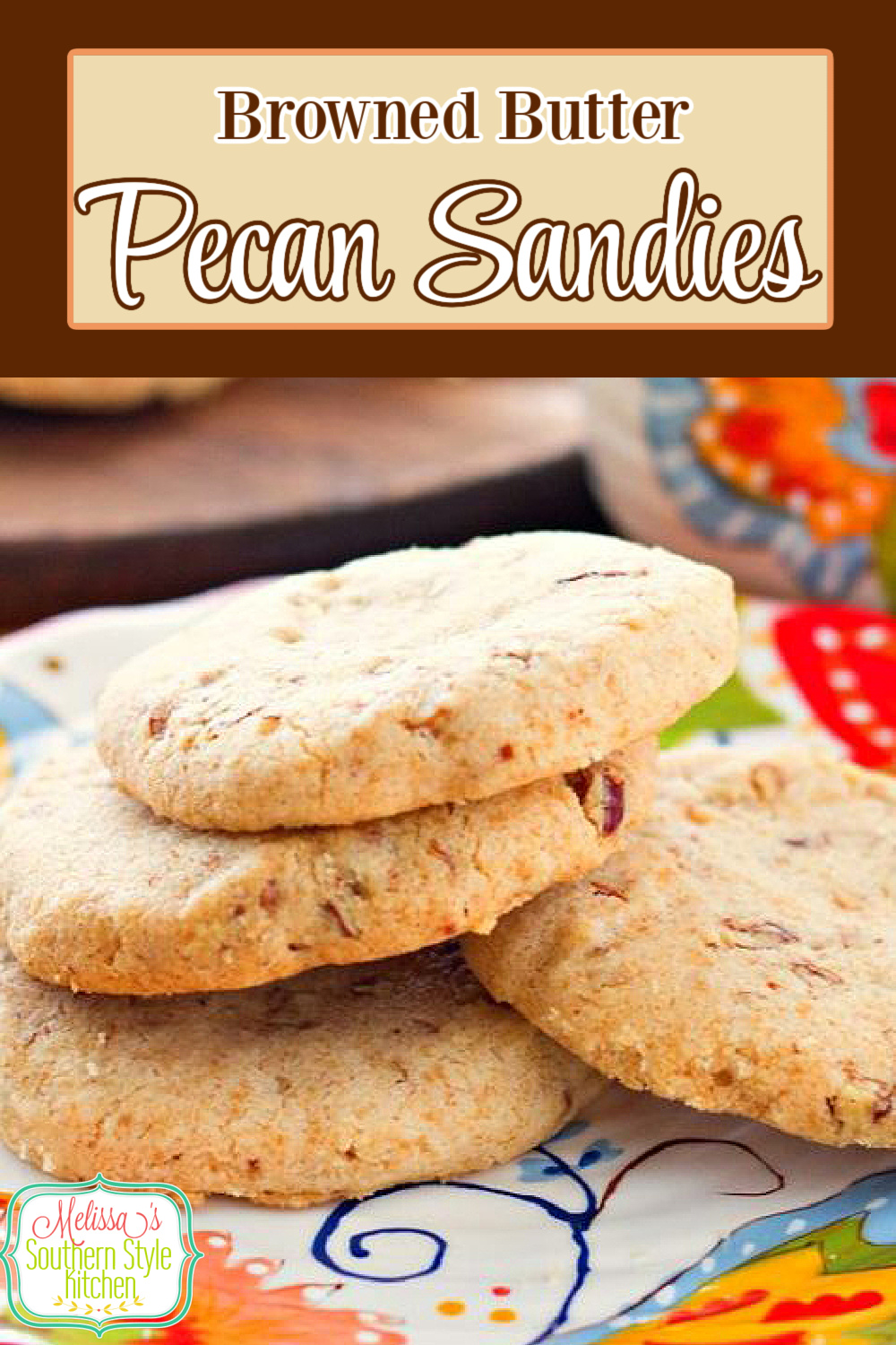 These buttery shortbread cookies are filled with the nutty flavor of browned butter and toasted pecans #pecancookies #pecansandies #shortbreadcookies #cookies #cookierecipes #desserts #dessertfoodrecipes #southernfood #southernrecipes #holidaybaking #christmascookies via @melissasssk