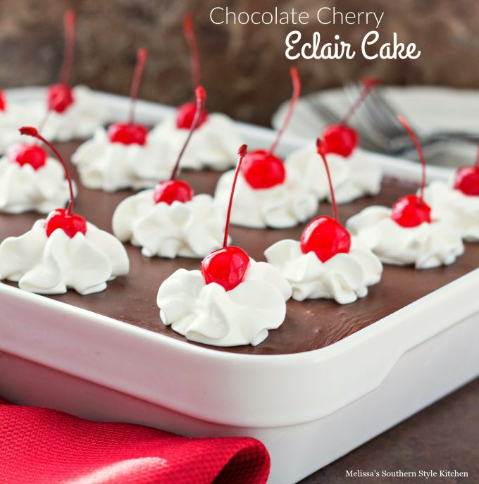 decorated Chocolate Cherry Eclair Cake