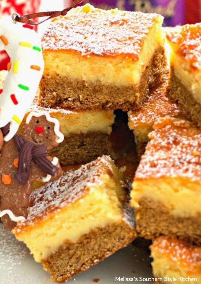 Gingerbread Chess Bars on a platter