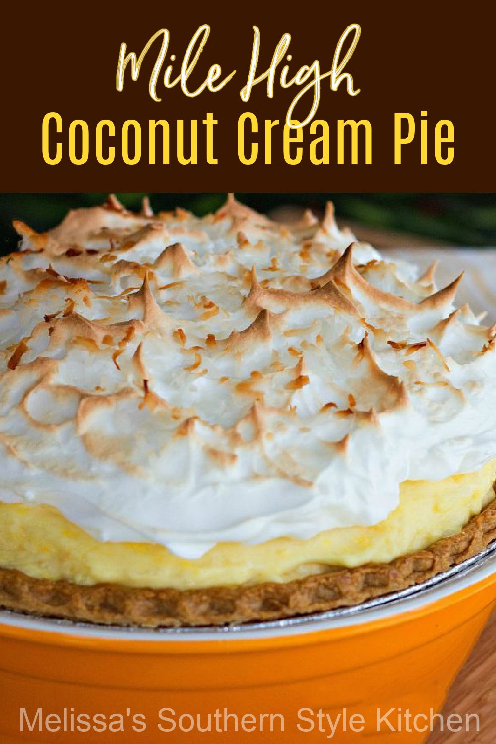 This Mile High Coconut Cream Pie is filled with a dreamy no-bake filling that makes you want to stop and savor each and every bite #coconutcreampie #coconutpie #pierecipes #Southerncoconutcreampie #pies #southernrecipes #milehighcoconutcreampie