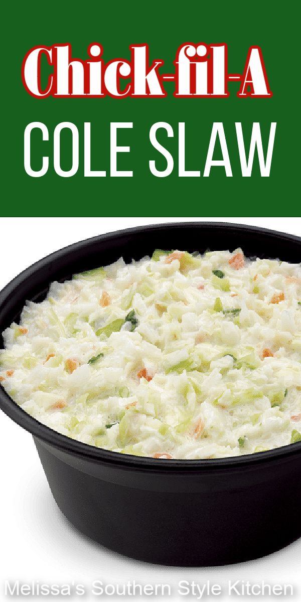 Make your own Chick-fil-A cole slaw at home to go with chicken and barbecue or use as a topping for your favorite grilled hot dogs #chickfila #coleslawrecipe #copycat #copycatcoleslaw #homemadecoleslawrecipe #easycoleslaw