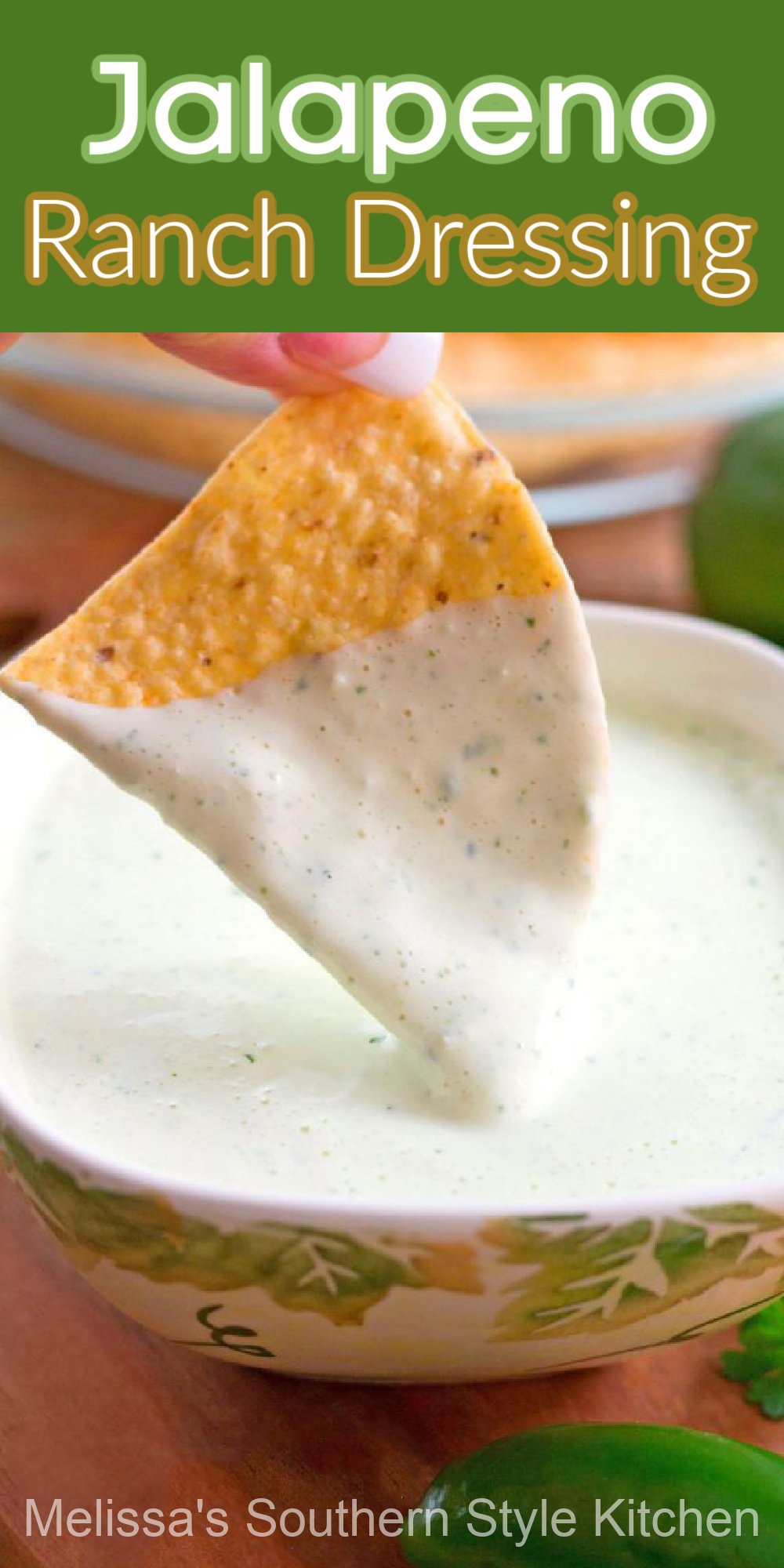 Make your own Homemade Jalapeno Ranch Dressing packed with flavor #jalapenoranchdressing #jalapeno #ranchdressing #chuyscopycat #copycatrecipes #dressing #saladdressingrecipes #southernfood #southernrecipes