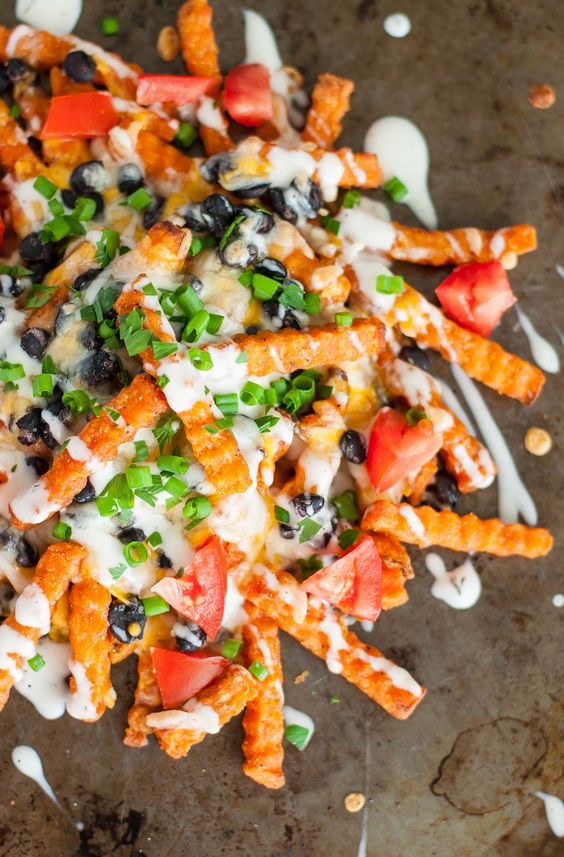 Loaded Mexican Sweet Potato Cheese Fries