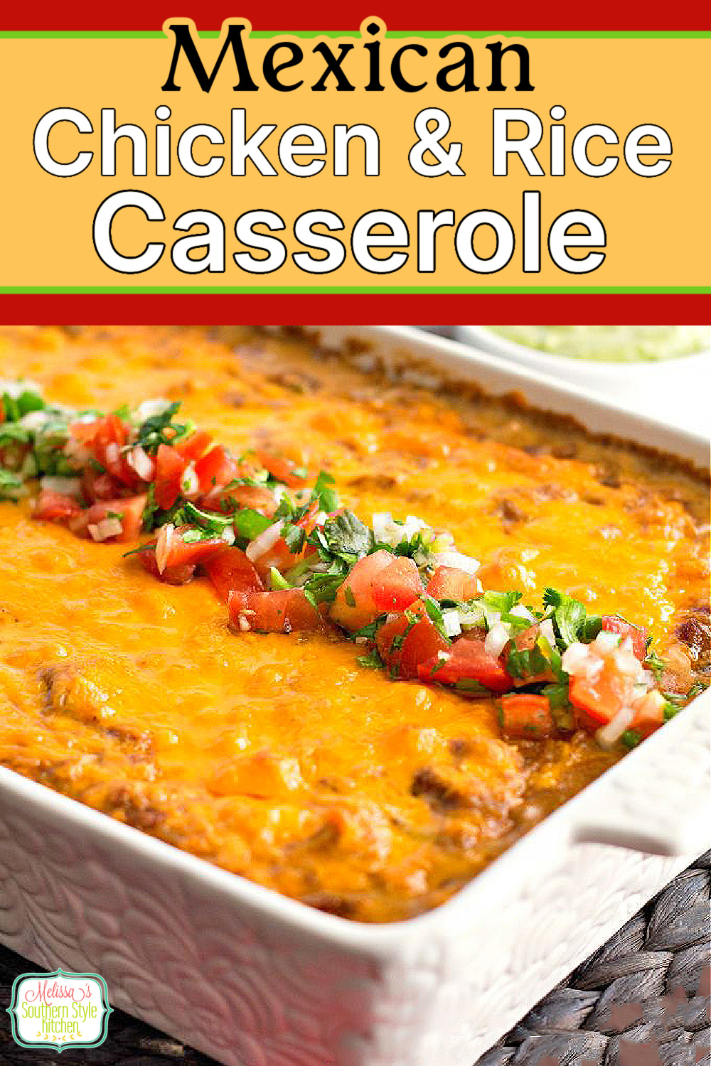 Mexican Salsa Chicken and Rice Casserole for a one dish homestyle fiesta #chickenandrice #chickencasseroles #mexicanchicken #salsachicken #easychickenrecipes #casseroles #southernfood #southernrecipes #dinnerideas via @melissasssk