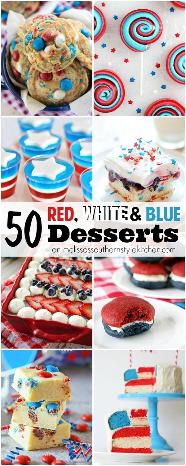 ~50 Delicious Red, White and Blue Desserts HERO