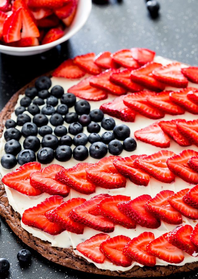 Red White and Blue Brownie Pizza