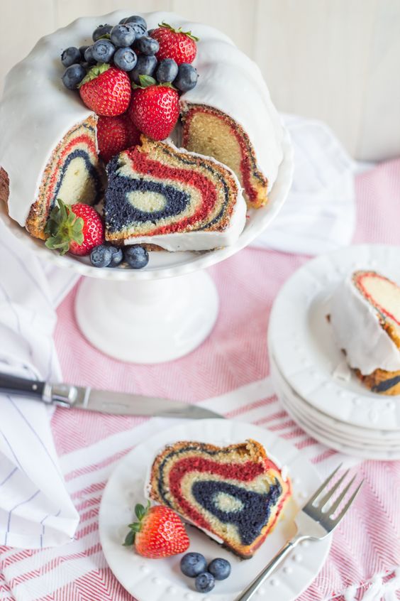 Red, White, and Blue Velvet Bundt Cake