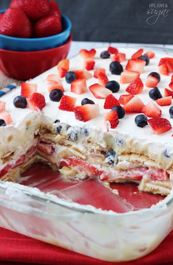 Strawberry and Blueberry Cheesecake Icebox Cake