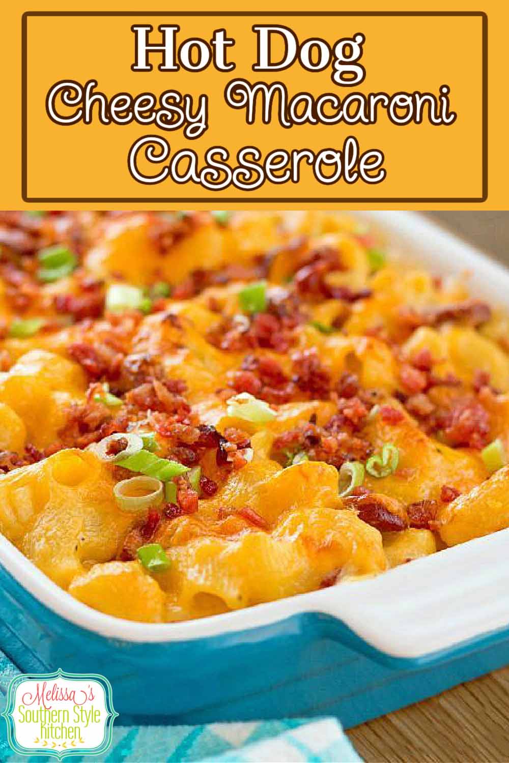 Kids of all ages LOVE this down home Hot Dog Cheesy Macaroni Casserole #hotdogs #macaroniandcheese #hotdogmacaroni #hotdogcasserole #casseroles #dinnerideas #dinner #cheese #macaroni #pasta #casserolerecipes #southernfood #southernrecipes