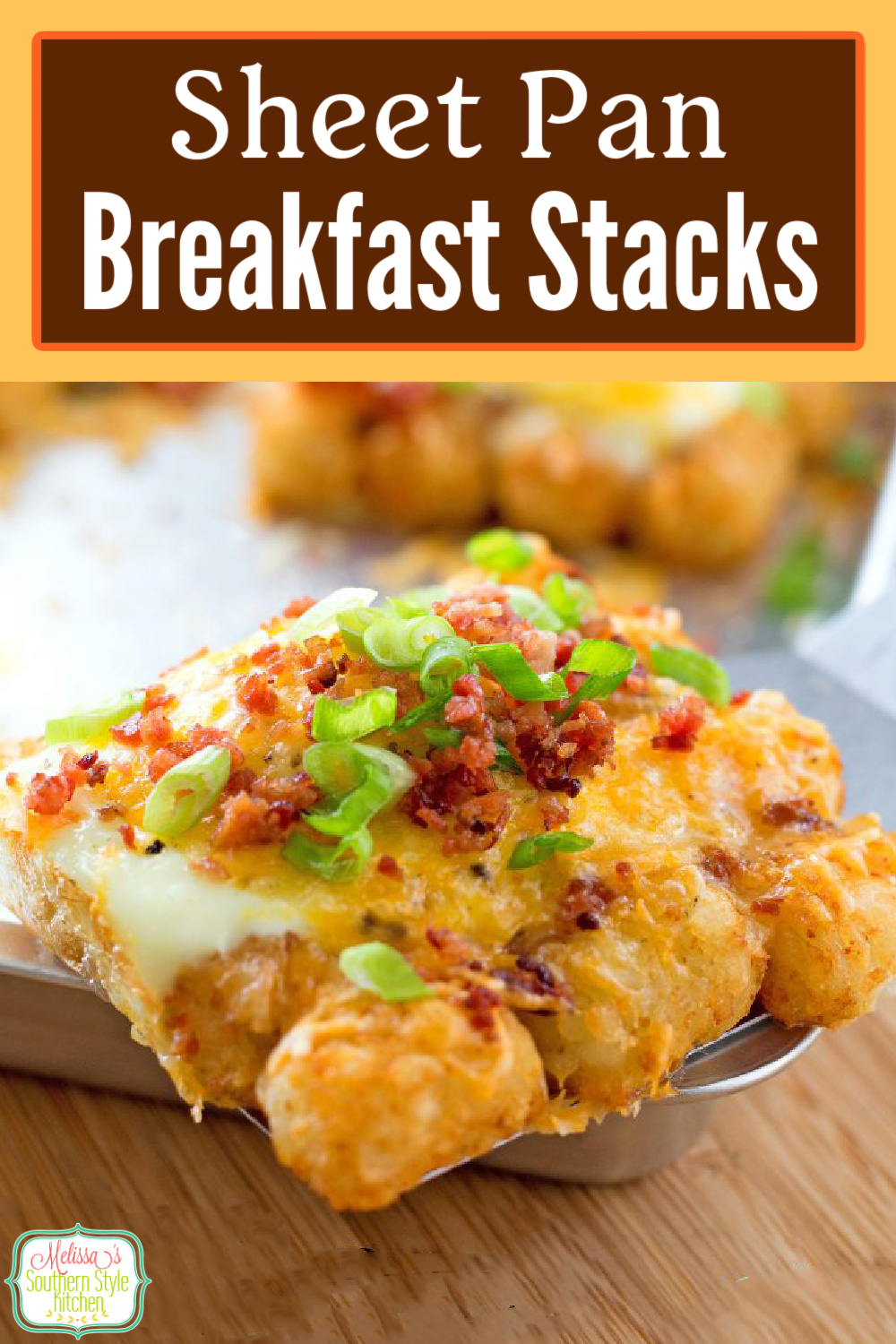 You can personalize each one of these breakfast stacks and bake them all at the same time with your favorite toppings #tatertots #breakfaststacks #brunch #eggs #holidayrecipes #holidaybrunch #baconandeggs #bacon #easyrecipes #dinnerideas #southernfood #southernrecipes #sheetpanmeals #sheetpanbreakfaststacks via @melissasssk