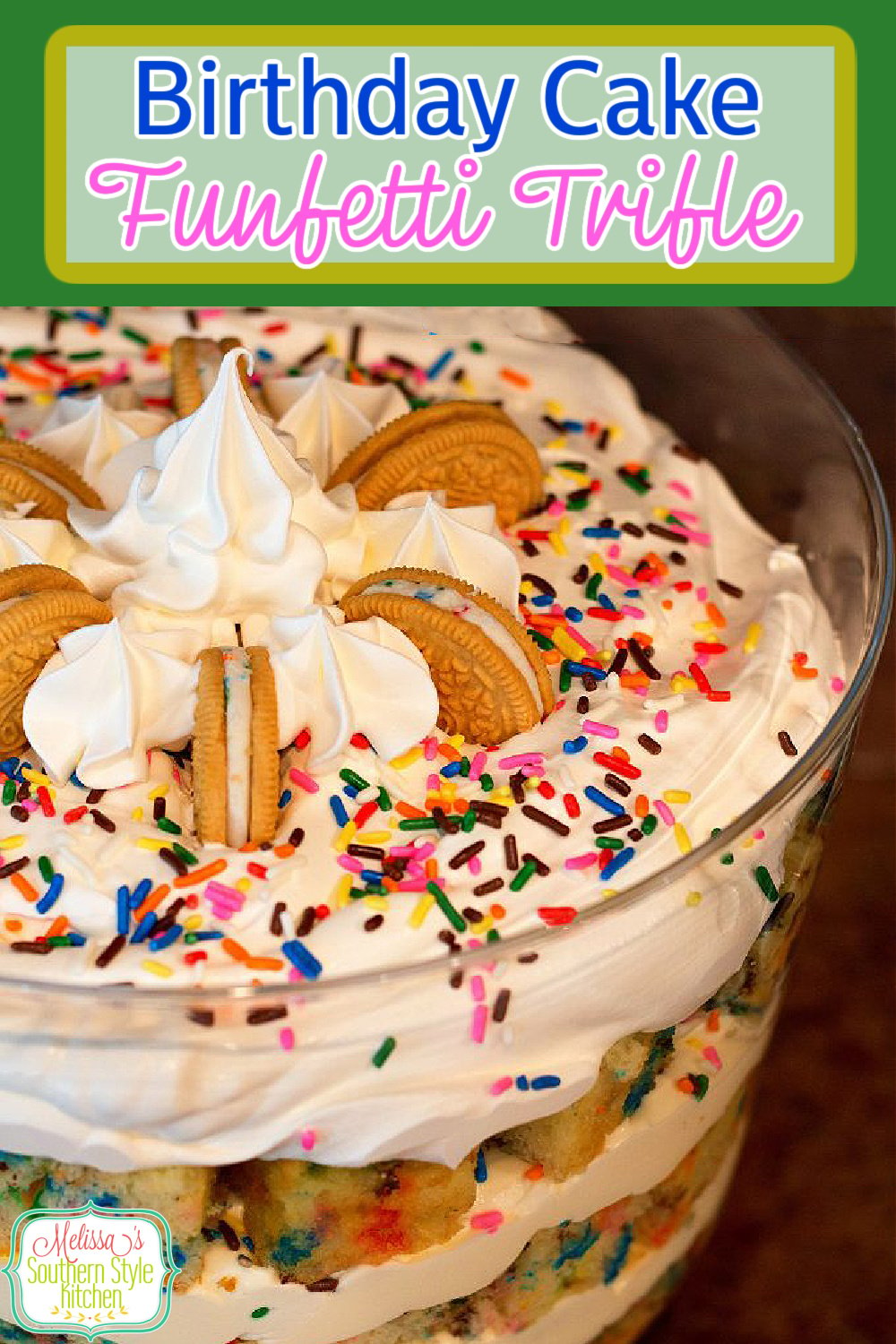This colorful and delicious Birthday Cake Funfetti Trifle is the perfect excuse to party like it's your birthday any day of the year #funfettitrifle #funfetti #triflerecipes #southernrecipes #birthdaycake #partyfood #cakes #cakerecipes